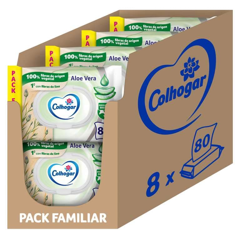 Colhogar Aloe 8x80 - Papel Higiénico Húmedo Desechable con Extracto de Aloe Vera - Sin Alcohol - Paquete con 640 Toallitas