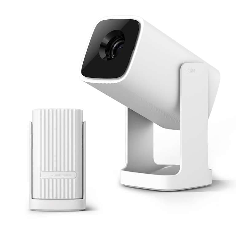 Wanbo Cube 1 Mini Proyector Portátil Android TV con Netflix, Soporte 1080P, 200 ISO Lúmenes