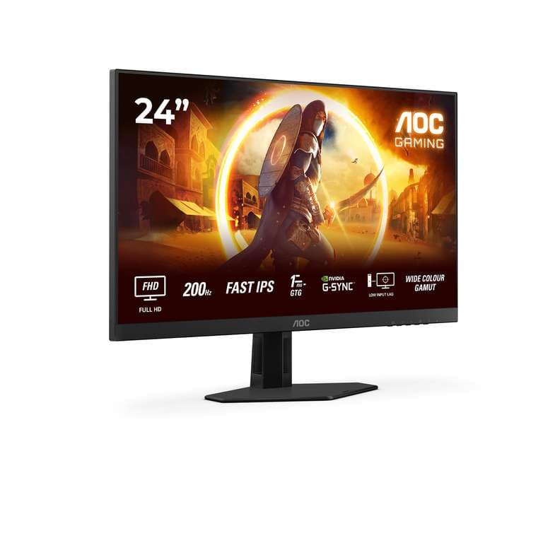 AOC 24G4HRE Gaming Monitor 24 Pulgadas, 200Hz Panel Fast IPS, 0.5HDR10, Adaptive Sync, G-Sync Compatible, Altavoces, (1920x1080 HDMI 2X 2.0)
